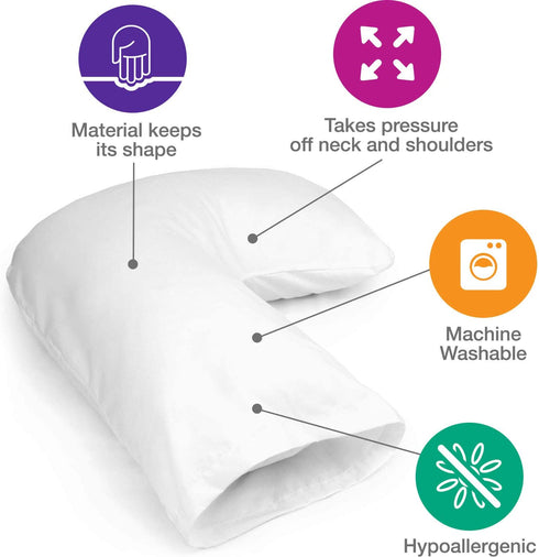 DMI Body Pillow, Side Sleeper Pillow and Pregnancy Pillow with Contoured Support to Eliminate Neck, Back, Hip, Joint Pain and Sciatica Relief with Removable Washable Cover, Firm, U Shape Neck Pillow